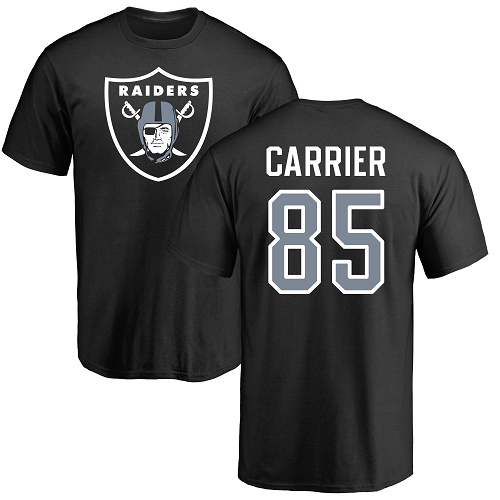 Men Oakland Raiders Black Derek Carrier Name and Number Logo NFL Football #85 T Shirt->oakland raiders->NFL Jersey